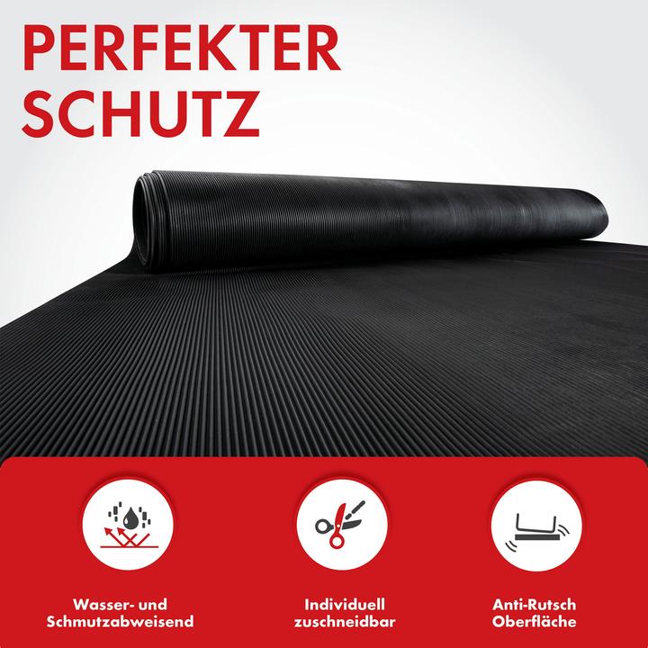 Produktbild Walser Gummimatte Saturn, zuschneidbare Meterware feinripp 100x150 cm schwarz