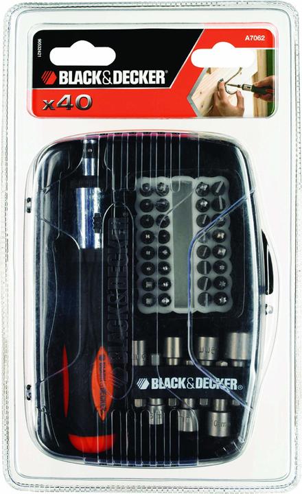 Actual product image Black & Decker A7062 Hand Screwdriver Multi Bit Screwdriver Ratchet Screwdriver (Pozidriv cross recess (PZ), Pin-torx)