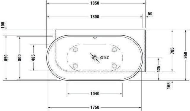 Actual product image Duravit Whirlpool bath LUV 1850x950mm corner re 2 RS white Air-System (2 pers.)