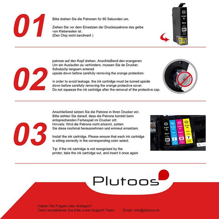 Immagine prodotto Plutoos Cartuccia Epson 502XL XXL compatibile, set di 4 colori (M, Y, C, FC)