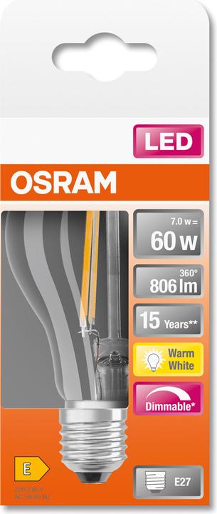 Immagine prodotto Osram Retrofit Classic A (E27, 8.50 W, 806 lm, 1 x, F)