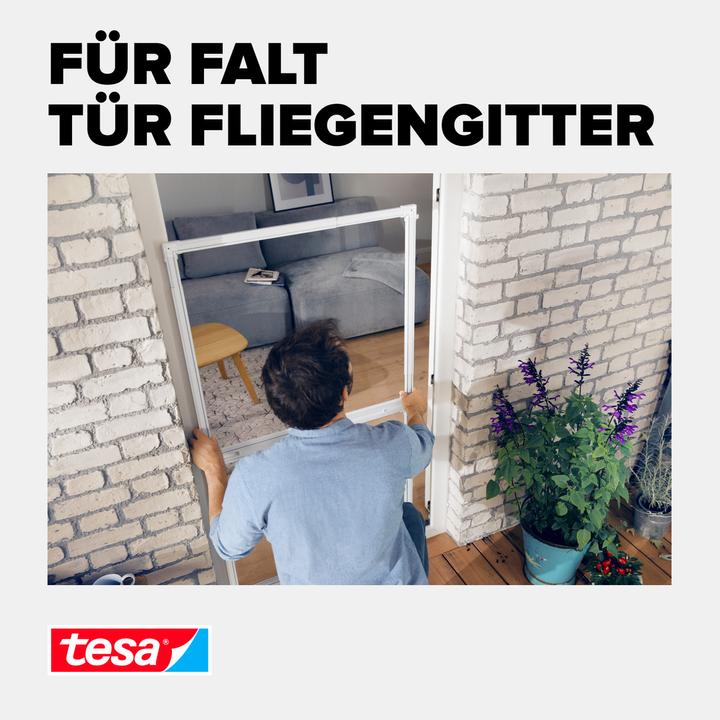 Produktbild tesa FALT Insektenschutz Adapter für Türen, Tür-Klemme für die Montage ohne Bohren oder Schrauben (4 x 11 x 15 cm)