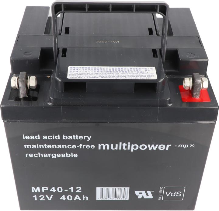 Actual product image Multipower MP40-12 12V 40Ah Bleiakku AGM Blei Gel Akku (12 V, 40 Ah)