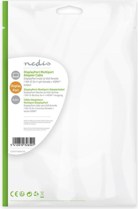 Actual product image Nedis Displayport adapter| DisplayPort 1.2| DVI-D 24+1-pin socket HDMI VGA (VGA)
