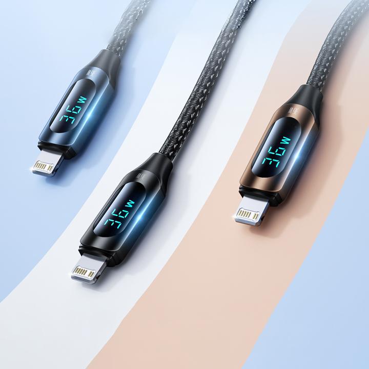 Produktbild Wozinsky USB-C-Kabel – Lightning WUCLC1 mit LED-Anzeige 36 W 1 m – Schwarz (1 m, USB 2.0, 36 W)