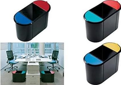 Produktbild Helit Papierkorb 20 Liter schwarz+ 2 Einhängeteile m. Deckel je 9l 38 l Oval Kunststoff Mehrfarbig (38 l)