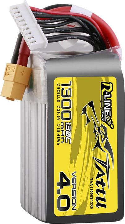 Produktbild Tattu R-Line Version 4.0 1300mAh 29.6V 130C 8S1P Lipo Battery Pack with XT60 Plug (29.60 V, 1300 mAh)