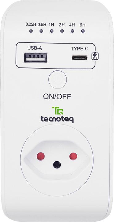 Immagine prodotto Tecnoteq Presa di corrente con 2x porta di ricarica USB, 3,1 A, timer, protezione da sovratensione, Edizione