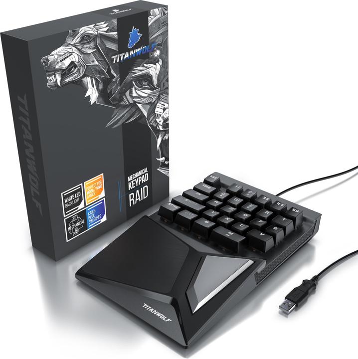 Actual product image Titanwolf Gaming keyboard, mechanical keypad keyboard with 28 keys, one-handed gaming keyboard (DE, Cable)
