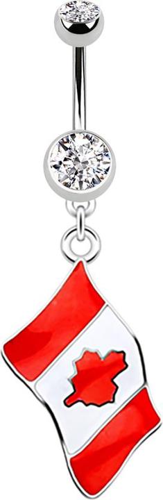 Star Piercing Banane silber mit Anhänger Flagge Kanada (ohne Messing, Chirurgenstahl 316L)