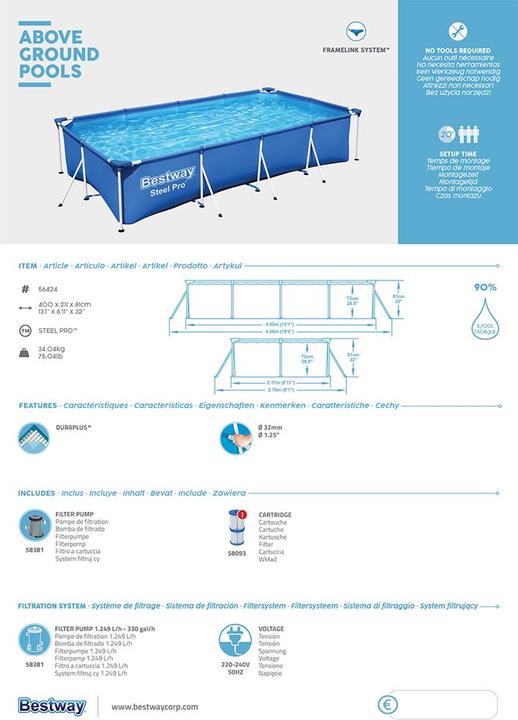 Produktbild Bestway Steel Pro Frame Pool Set (400 x 211 x 81 cm)