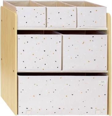 3 Sprouts Children's room shelf with boxes Multi-Bin, Terrazzo - Palest Pink