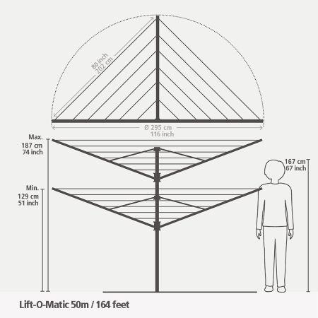 Image du produit Brabantia Lift-O-Matic 50 M - tube de 45 mm avec ancrage au sol en métal (50 m)