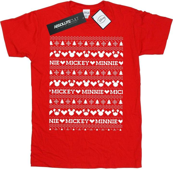 Disney Mickey And Minnie Christmas Fair Isle TShirt (XXL)