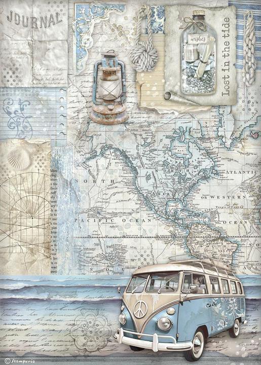 Produktbild Stamperia Motiv-Strohseide "Silent Sea - Van", DIN A4