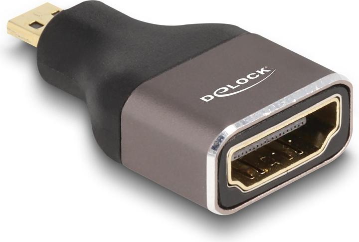 Produktbild Delock HDMI Adapter Micro-D Stecker zu A Buchse 8K 60 Hz grau Metall (Micro HDMI, HDMI, 3.50 cm)