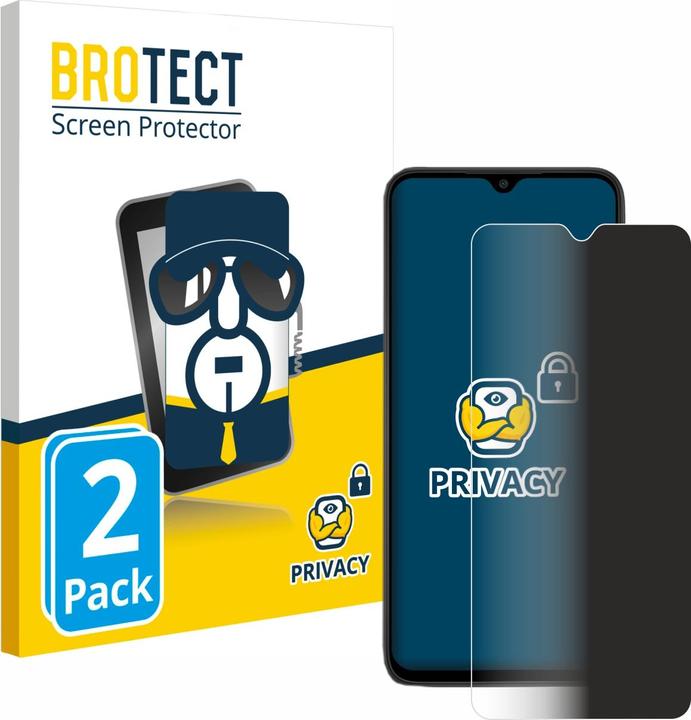 Productafbeelding BROTECT Anti-spionnetje privacyfolie Beschermfolie tegen blauw licht (2 Stuk, Xiaomi Redmi 9C)