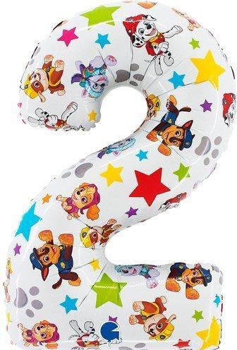 Actual product image Grabo Balloons XL Paw Patrol numbers 2 balloon
