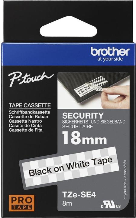 Actual product image Brother TZe-SE4 (1.80 cm, Black, White)
