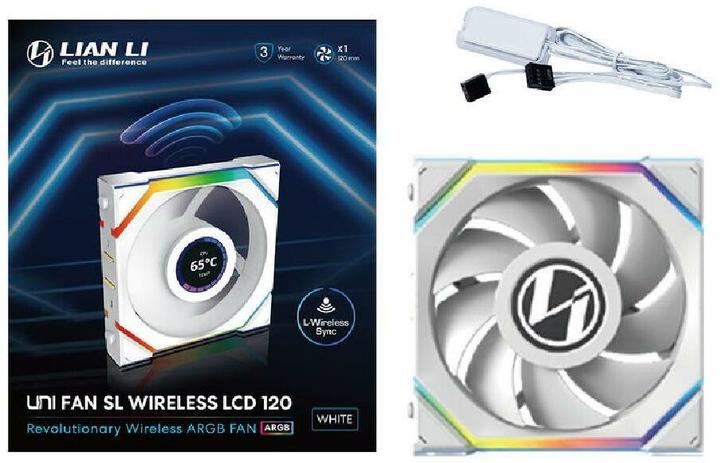 Actual product image Lian-Li UNI FAN SL Wireless LCD fan, ARGB, PWM - 120 mm, white (120 mm, 1 x)