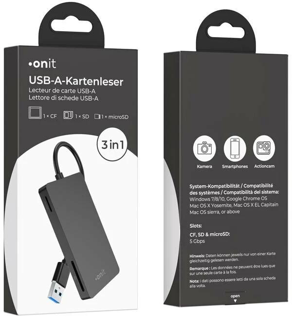 Image du produit Onit Lecteur de cartes externe USB-A 3-en-1 (USB 3.0)