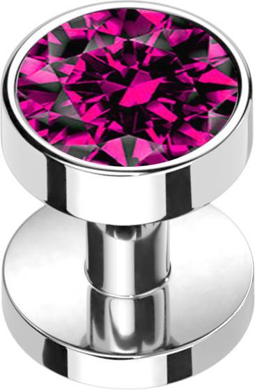 Produktbild Star Piercing Skin Diver silber mit Kristall fuchsia (Titan G23, ohne Messing)