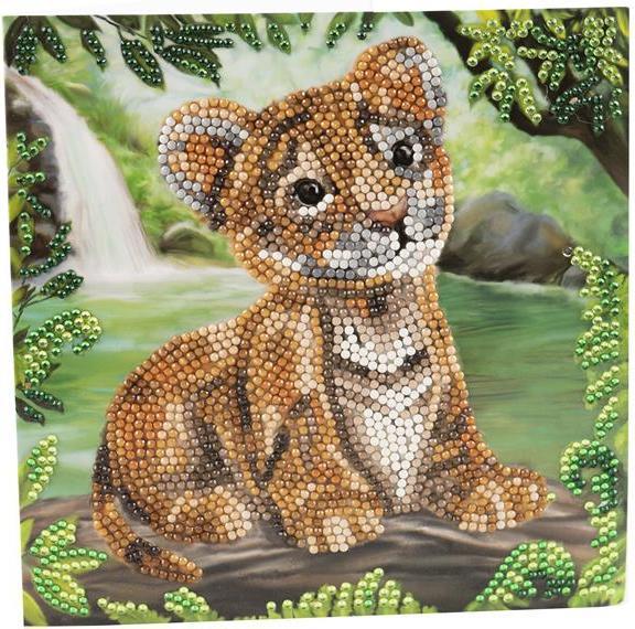 Craft Buddy Tiger Cub, 18x18cm Crystal Art Card