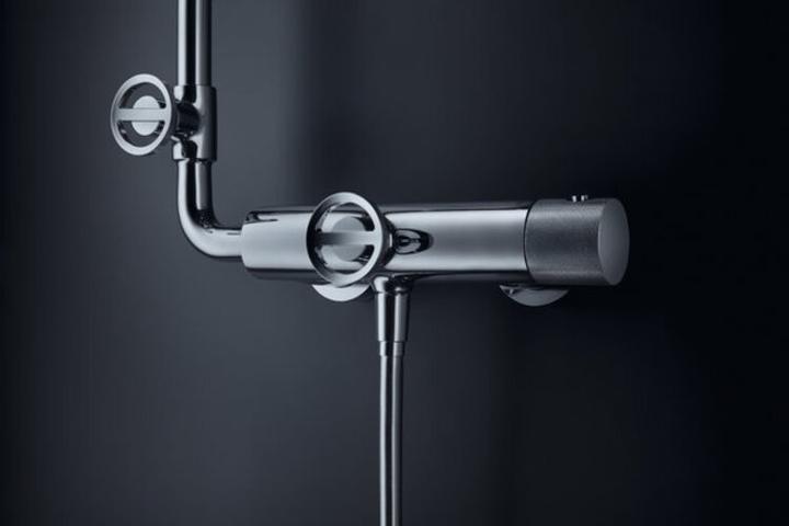 Actual product image hansgrohe Showerpipe AXOR FRONT DN 15 with therm. and 2jet overhead shower chrome