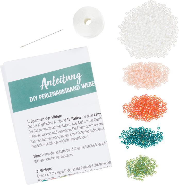Produktbild Magni DIY Perlenarmband weben weiss/grün/orange 170x25mm