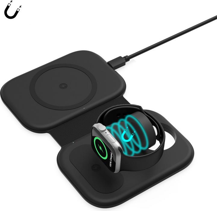 Image du produit Deltalabs Chargeur sans fil Qi MagSafe pour iPhone / Apple Watch / AirPods (15 W)