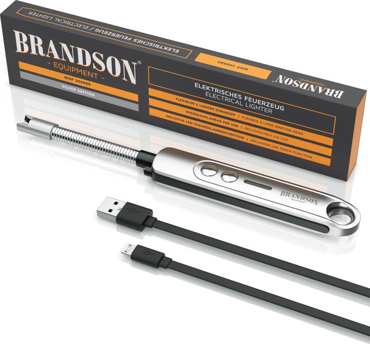 Produktbild Brandson Stabfeuerzeug Lichtbogen Feuerzeug elektrisch, USB aufladbar, Kerzenanzünder für Kerze, Grill, Kamin