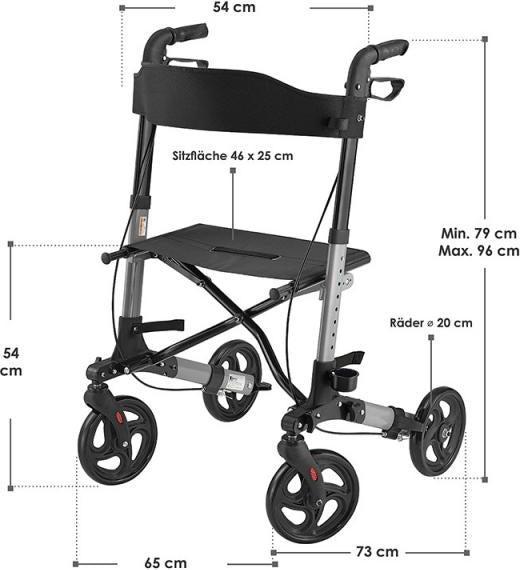Image du produit Juskys Rollator Vital avec siège & sac à provisions