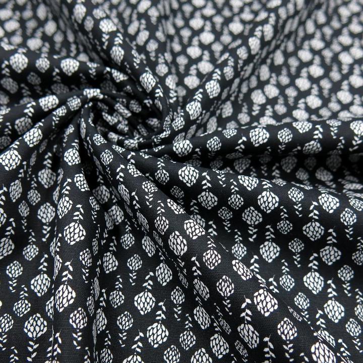 Actual product image Stoffrestposten Cotton - Small cones Black - Minimum selling quantity: 1 metre