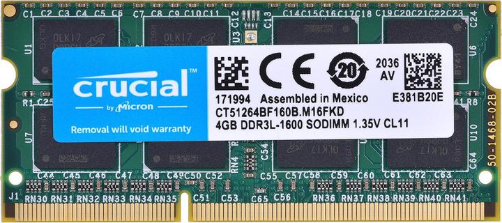 Immagine prodotto Crucial Laptop Memory (1 x 4GB, 1600 MHz, DDR3-RAM, SO-DIMM)