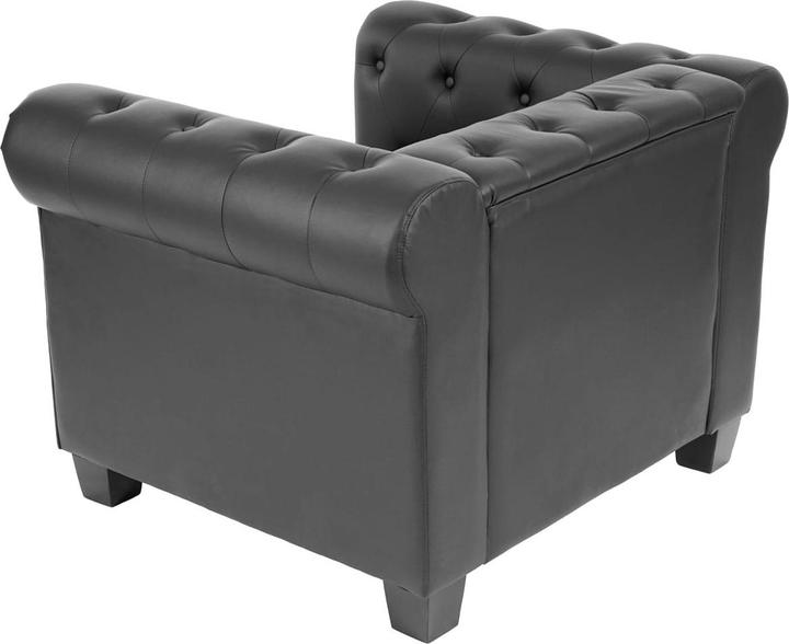 Image du produit Mendler Fauteuil de luxe Fauteuil relax Chesterfield simili cuir - pieds carrés, noir