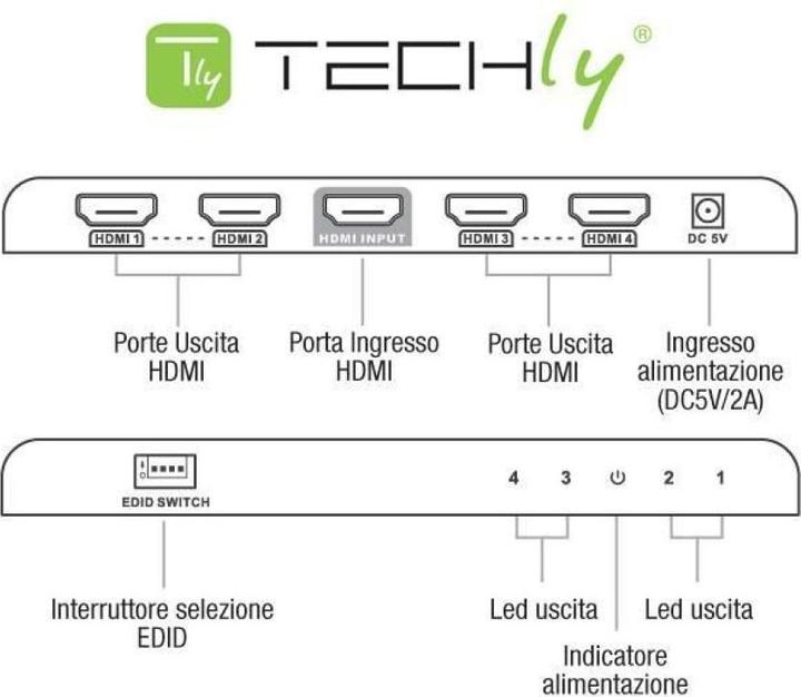 Immagine prodotto Techly Splitter HDMI 4K UHD 3D Modi EDID