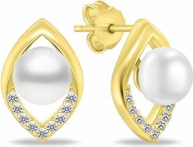 Brilio Silver - Modern gold-plated hoop earrings with zircons EA1052Y