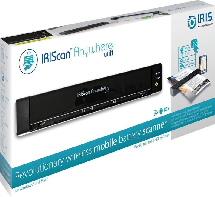 Immagine prodotto Iris IRIScan Anywhere 6 WIFI Simplex 15PPM con batteria scanner per documenti mobile PDF OCR SW (USB, Wi-Fi diretto)