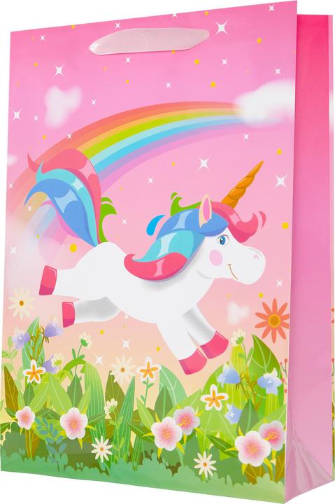 Produktbild Idena Geschenktasche Kinder Motiv Einhorn mehrfarbig 25x34x9cm (Geschenktüte)