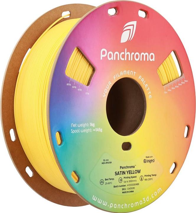 Actual product image Polymaker Panchroma™ PLA Satin (PLA, 1.75 mm, 1000 g, Yellow)