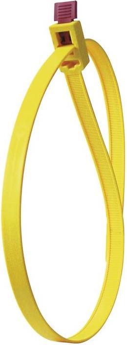 Actual product image HellermannTyton Cable tie SpeedyTie® (L x W) 750 mm x 13 mm SPEEDYTIE-PA66-YE-V1 Color: Yellow, Red 5 pcs. (Plastic cable ties, 750 mm, 5 pcs.)