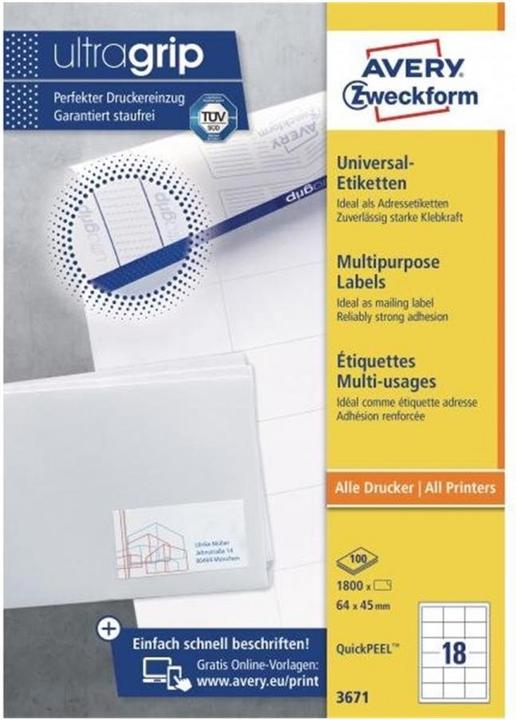 Actual product image Avery Universal labels