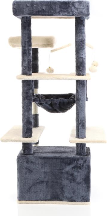Actual product image Fudajo Cat Tree Dark Grey Scratching Tree 134cm High Climbing Tree with Cat House and Hammock (133 cm, Dark grey)