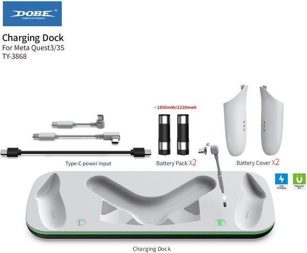 Immagine prodotto Dobe Meta Quest 3S / 3 dock di ricarica