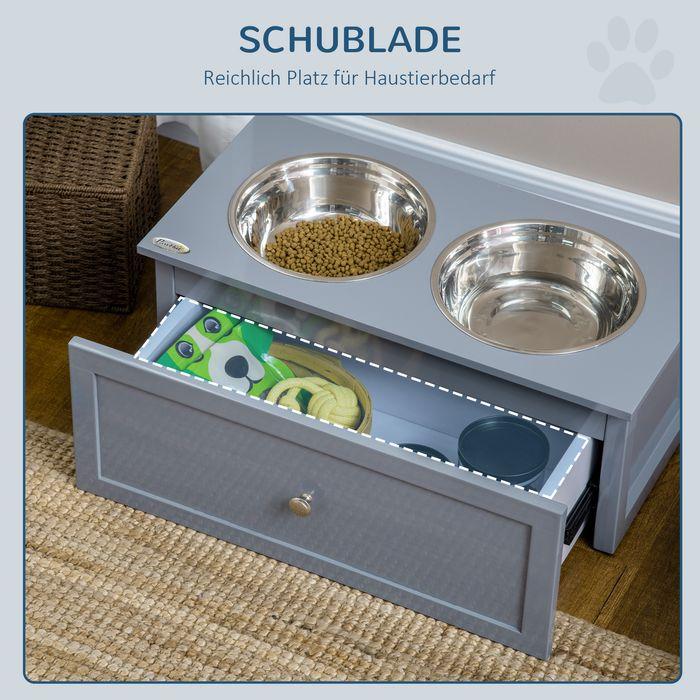 Produktbild Swisshandel24 Hundenapf mit Schublade, erhöhter Fressnapf, Doppel Hundenapf aus Edelstahl, Futternapf für mittelgr (2 l)