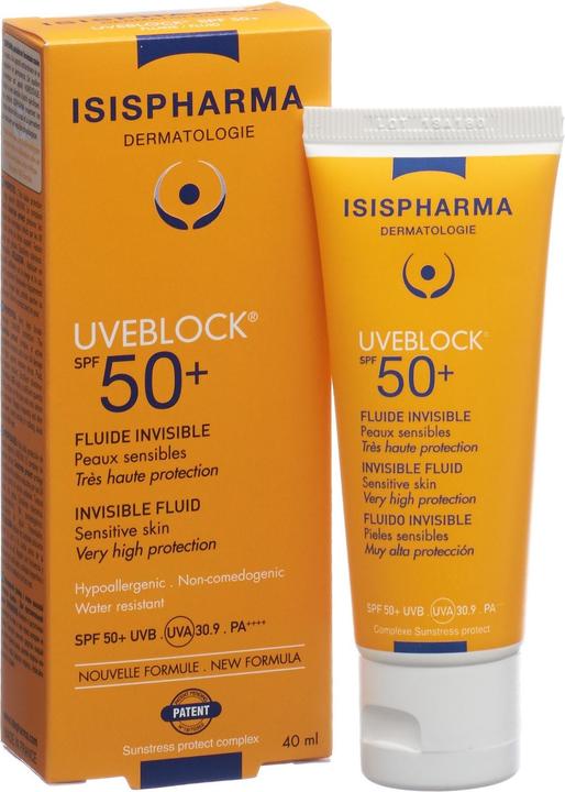 Actual product image Isispharma Uveblock Fluide Invisible Spf50+ (Suntan cream, SPF 50, 40 ml)