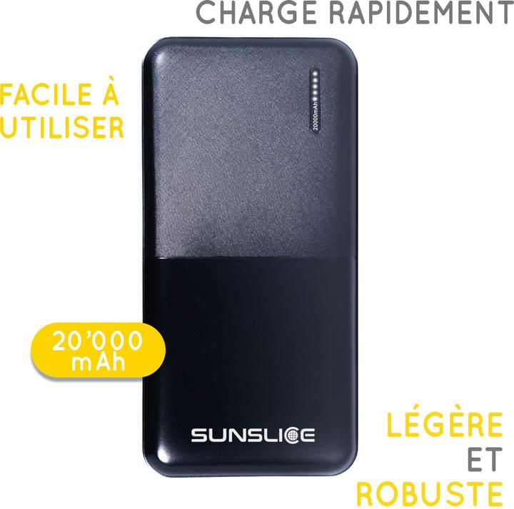 Image du produit Sunslice Batterie externe "Gravity 20" (20000 mAh, 18 W, 74 Wh)