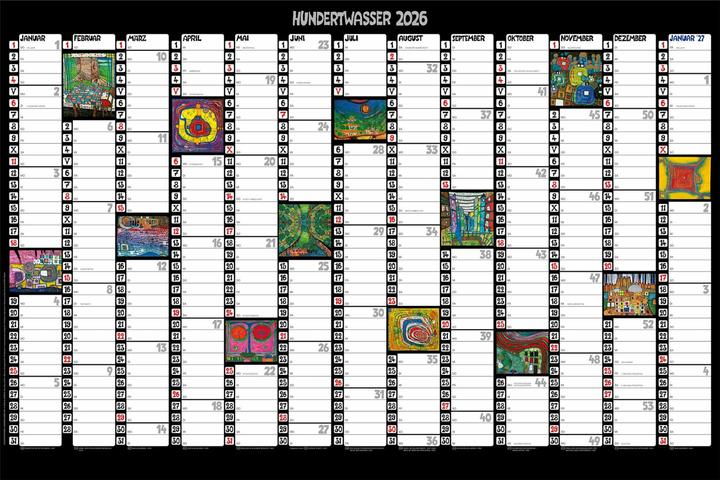 Produktbild Hundertwasser Jahresplaner Art 2026 (Harter Einband, Deutsch)