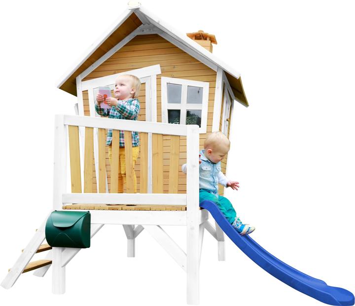 Immagine prodotto Axi Robin Playhouse marrone/bianco - scivolo blu
