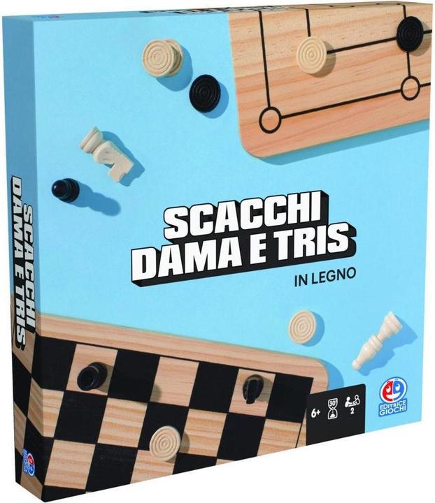 Spin Master EG Classic Checkers & Chess, Tris in Wood